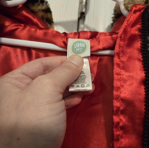 Little Me 2t - Leopard Print Faux Fur  Jacket with Red Lining - Picture 4 of 5